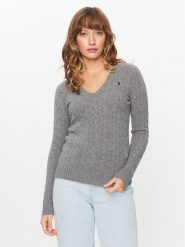 Polo Ralph Lauren Sweter 211910422013 Szary Regular Fit. Szare swetry klasyczne damskie Polo Ralph Lauren, xs, z wełny, bez kołnierzyka. Za 559.99 zł.