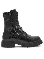 Sergio Bardi Trzewiki EST-C1009-02SB Czarny. Czarne botki damskie Sergio Bardi, ze skóry, bez obcasa, na płaskiej podeszwie, bez zapięcia. Za 189.99 zł.