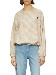 S.Oliver Bluzka w kolorze beżowym rozmiar: 36. Brązowe bluzki damskie S.Oliver, s, bez wzorów, z bawełny, bez kołnierzyka, bez ramiączek. Za 86.99 zł.