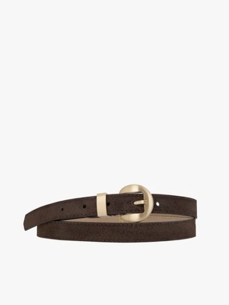 Brązowy pasek ze skóry welurowej. Brązowe paski damskie Ryłko, bez wzorów, z jeansu, eleganckie. Za 129.99 zł.