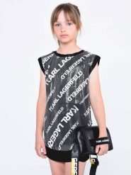 Karl Lagerfeld Kids Sukienka elegancka Z12242 S Czarny Regular Fit. Czarne sukienki dziewczęce Karl Lagerfeld Kids, bez wzorów, z wiskozy, eleganckie, bez ramiączek. Za 359.99 zł.