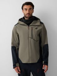 4F Kurtka trekkingowa membrana 10000 męska - khaki XXL. Brązowe kurtki męskie 4f, na zimę, l, bez wzorów, klasyczne, bez kaptura. Za 399.99 zł.