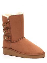ISLAND BOOT Kozaki zimowe "Betina" w kolorze jasnobrązowym rozmiar: 37. Brązowe kozaki damskie Island Boot, z materiału, bez obcasa. Za 136.45 zł.