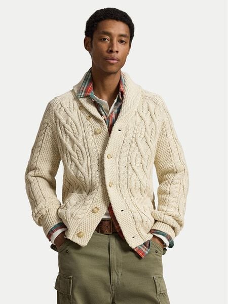 Polo Ralph Lauren Kardigan 710B26779001 Beżowy jasny Regular Fit. Brązowe kardigany męskie Polo Ralph Lauren, m, bez wzorów, z bawełny, bez kołnierzyka. Za 1,599.00 zł.
