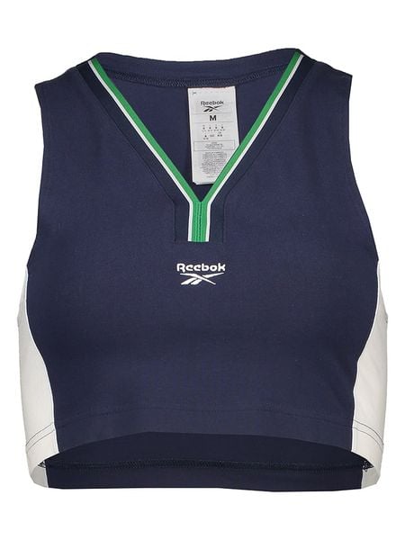 Reebok Top w kolorze granatowym rozmiar: M. Niebieskie topy damskie Reebok, m, bez wzorów, bez kołnierzyka. Za 59.45 zł.