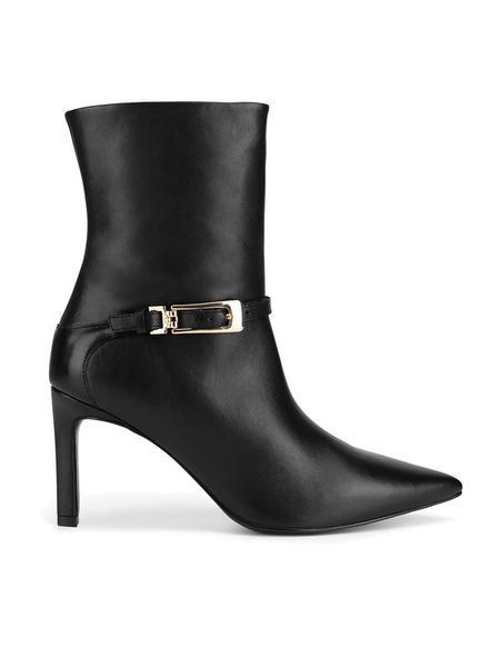 Gino Rossi Botki FLORIA-116035 Czarny. Czarne botki damskie Gino Rossi, ze skóry, bez obcasa, na szpilce, bez zapięcia. Za 429.99 zł.