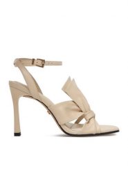 GINO ROSSI Sandały EO-LT23-310 Beżowy. Brązowe sandały damskie Gino Rossi, bez wzorów, ze skóry, bez obcasa, na szpilce. Za 399.99 zł.