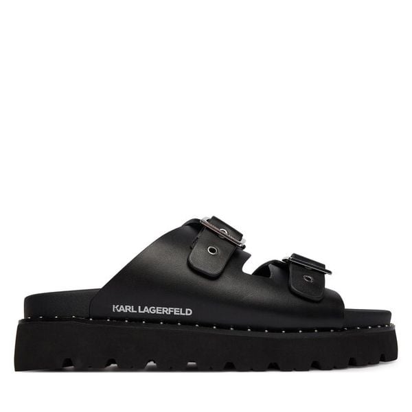 Klapki KARL LAGERFELD. Czarne klapki damskie Karl Lagerfeld, bez wzorów, bez obcasa. Za 556.99 zł.