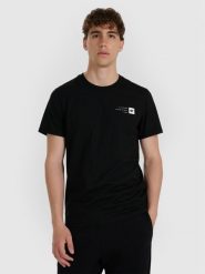 4F T-shirt regular z nadrukiem męski - czarny M. Czarne t-shirty męskie 4f, m, bez wzorów, z bawełny, bez kołnierzyka. Za 49.99 zł.