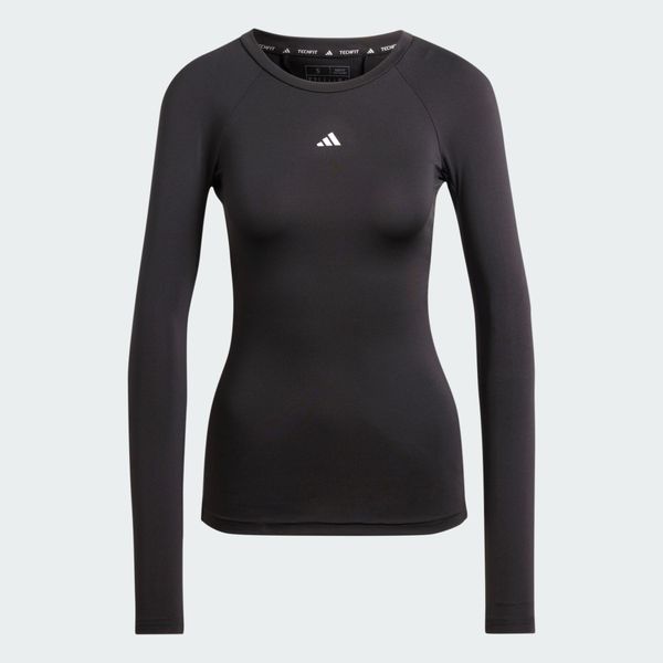 Koszulka TECHFIT Long Sleeve Training. Czarne bluzki sportowe damskie Adidas, m, bez wzorów, z materiału, bez ramiączek. Za 199.00 zł.