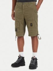 Aeronautica Militare Szorty materiałowe 261BE0041UCT01122 Zielony Regular Fit. Zielone szorty męskie AERONAUTICA MILITARE, z bawełny, bez kołnierzyka. Za 719.99 zł.