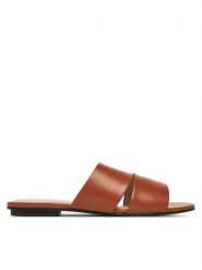 Calvin Klein Klapki Flat Slide - Lth 2 Straps HW0HW02365 Brązowy. Brązowe klapki damskie CALVIN KLEIN, bez wzorów, ze skóry, bez obcasa. Za 389.99 zł.