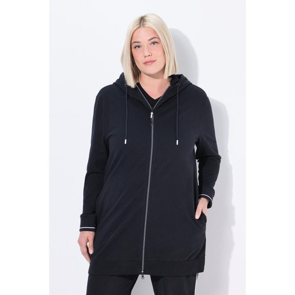 Damskie Bluza dresowa ozdobna lamówka oversize kaptur. Czarne bluzy z kapturem damskie Ulla Popken, z bawełny. W wyprzedaży za 159.99 zł.