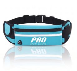 Regulowany pasek do biegania z odblaskowym uchwytem na telefon komórkowy. Czarne paski męskie PRO SPORT LIGHTS, bez wzorów, z materiału, sportowe. Za 89.00 zł.