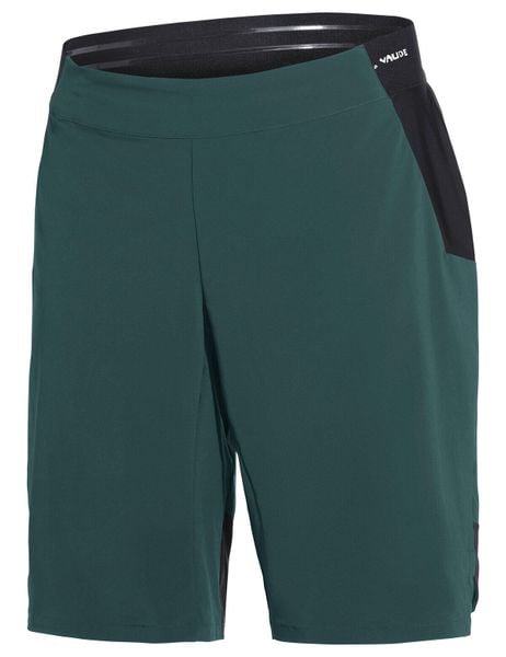 Spodenki rowerowe z wkładką M Kuro Shorts III. Zielone szorty męskie Vaude, bez wzorów, z materiału, sportowe. Za 469.00 zł.
