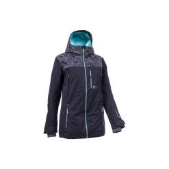 Kurtka snowboardowa i narciarska SNB JKT 500 damska. Czarne kurtki damskie WED'ZE, s, bez wzorów, z materiału, bez kaptura, narciarskie. Za 399.99 zł.