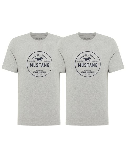 2 - PAK T-Shirt Mustang Style Alex Mid Grey Mélange 1017334 4140. Szare t-shirty męskie Mustang, m, bez wzorów, z bawełny, bez kołnierzyka. W wyprzedaży za 99.99 zł.
