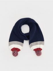 Szalik z wiskozą - granatowy. Niebieskie szaliki dziecięce Reserved, z dzianiny, bez ramiączek. W wyprzedaży za 17.99 zł.