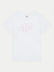 4F T-Shirt 4FJWMM00TTSHF1803 Biały Regular Fit. Białe koszulki dziewczęce 4f, bez wzorów, z bawełny, bez ramiączek. Za 49.99 zł.