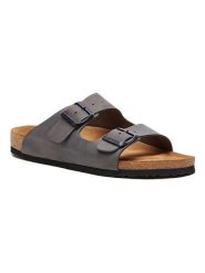 Comfortfusse Skórzane klapki w kolorze szarym rozmiar: 43. Szare klapki damskie Comfortfusse, bez wzorów, bez obcasa. Za 240.99 zł.