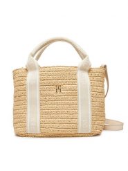 Tommy Hilfiger Torebka Th Spring Logo Mini Tote AW0AW17199 Beżowy. Brązowe torebki klasyczne damskie Tommy Hilfiger, bez wzorów, z syntetyku, bez dodatków. Za 419.99 zł.