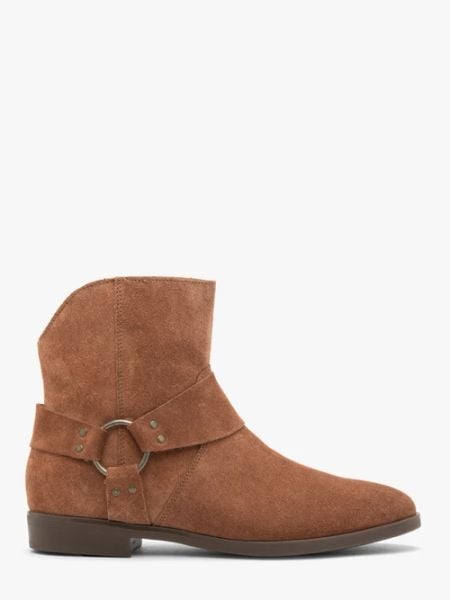 Rude botki kowbojki biker boots. Brązowe botki damskie Ryłko, ze skóry, klasyczne, z okrągłym noskiem, za kostkę, bez obcasa, na płaskiej podeszwie, bez zapięcia. Za 449.99 zł.
