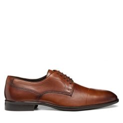 Półbuty Geox. Brązowe buty wizytowe męskie Geox, bez zapięcia. Za 549.99 zł.