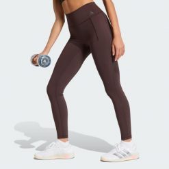 Legginsy treningowe Optime Workout Full Length. Brązowe bielizna termoaktywna damska Adidas, bez wzorów, ze skóry. Za 259.00 zł.