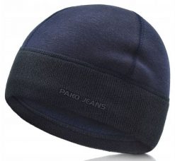 Ciepła, Zimowa Czapka - Podszyta Polarem - Pako Jeans - Granatowa. Niebieskie czapki męskie Pako Jeans, na zimę, bez wzorów, z jeansu, sportowe. Za 45.00 zł.