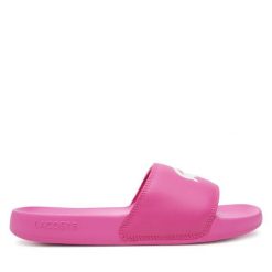 Klapki Lacoste. Czerwone klapki damskie Lacoste, bez wzorów, bez obcasa. Za 149.99 zł.