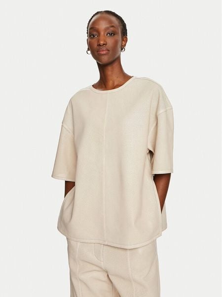 DAY BIRGER ÉT MIKKELSEN Bluzka Avril DAY65243200 Écru Relaxed Fit. Bluzki damskie Day Birger et Mikkelsen, m, bez wzorów, ze skóry, bez kołnierzyka, bez ramiączek. Za 1,319.00 zł.
