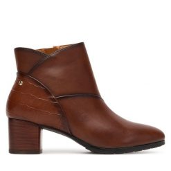 Botki Pikolinos. Brązowe botki damskie Pikolinos, bez obcasa, na słupku, bez zapięcia. Za 509.99 zł.