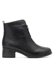 Remonte Botki R8878-01 Czarny. Czarne botki damskie Remonte, ze skóry, bez obcasa, na słupku, bez zapięcia. Za 429.99 zł.