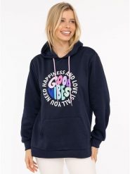 Zwillingsherz Bluza "Happiness and Love" w kolorze granatowym rozmiar: S/M. Niebieskie bluzy z kapturem damskie Zwillingsherz, m. Za 198.10 zł.