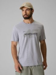 4F T-shirt regular z nadrukiem męski - szary XXL. Szare t-shirty męskie 4f, m, bez wzorów, z bawełny, bez kołnierzyka. Za 69.99 zł.