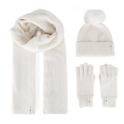 Zestaw czapka, szalik i rękawiczki Beverly Hills Polo Club. Białe czapki zimowe damskie Beverly Hills Polo Club, z dzianiny. Za 159.99 zł.