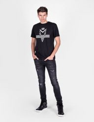 Les Hommes T-shirt Darts | LJT204 700P | Darts | Mężczyzna | Czarny. Czarne t-shirty męskie Les Hommes, m, bez wzorów, z bawełny, bez kołnierzyka. W wyprzedaży za 279.00 zł.