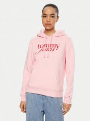 Tommy Jeans Bluza DW0DW20170 Różowy Regular Fit. Czerwone bluzy bez kaptura damskie Tommy Jeans, l, z bawełny. Za 219.99 zł.