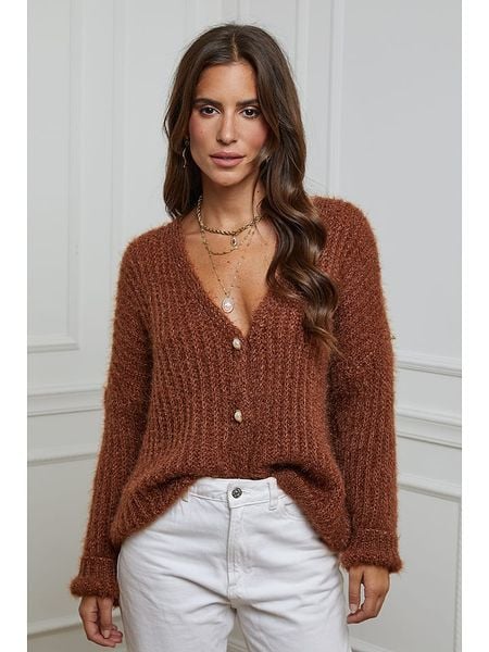 L'armoire de Suzette Kardigan w kolorze brązowym rozmiar: 38/40. Brązowe kardigany damskie L'armoire de Suzette, l, bez wzorów, ze splotem. Za 143.56 zł.