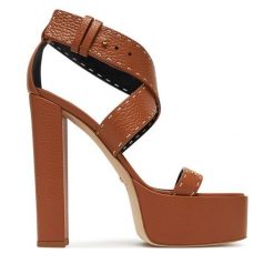 Sandały Elisabetta Franchi. Brązowe sandały damskie Elisabetta Franchi, bez wzorów, bez obcasa, na słupku. Za 1,749.00 zł.