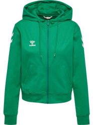 Damska bluza z kapturem zapinana na zamek Hummel Go 2.0 Chevron. Zielone bluzy sportowe damskie HUMMEL, xl, bez wzorów, z bawełny, bez ramiączek, długie, z kapturem. Za 302.50 zł.