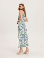 Sukienka maxi z wiskozy - niebieski. Niebieskie sukienki damskie Reserved, l, bez wzorów, z tkaniny, bez kołnierzyka, bez ramiączek, maxi. W wyprzedaży za 49.99 zł.