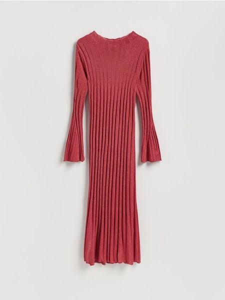 Sukienka z wiskozą - czerwony. Czerwone sukienki damskie Reserved, l, bez wzorów, z dzianiny, bez kołnierzyka, bez ramiączek. Za 219.99 zł.