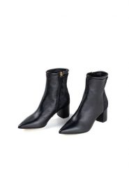 Anna Morellini Skórzane botki "Romilvia" w kolorze czarnym rozmiar: 38. Czarne botki damskie Anna Morellini, eleganckie, bez obcasa, bez zapięcia. Za 500.38 zł.