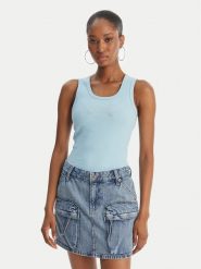 Juicy Couture Top Thin Strap JCWLV126308 Błękitny Slim Fit. Niebieskie topy damskie Juicy Couture, l, bez wzorów, z bawełny, bez ramiączek. Za 179.99 zł.