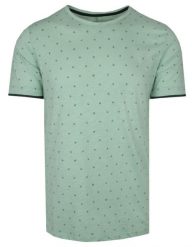 T-Shirt Miętowy z Nadrukiem, Postrzępione Brzegi, Męski, Koszulka, Krótki Rękaw, U-neck. Zielone t-shirty męskie Porthal, na lato, l, bez wzorów, z bawełny, bez kołnierzyka. Za 115.00 zł.