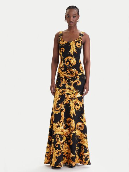 Versace Jeans Couture Sukienka codzienna 80HAO970 JS550 Czarny Slim Fit. Czarne sukienki damskie Versace Jeans Couture, na co dzień, bez wzorów, z bawełny, bez kołnierzyka, bez ramiączek, proste. Za 1,809.00 zł.