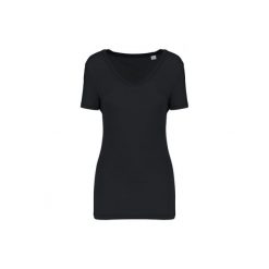 Damska koszulka z dekoltem w serek Kariban Lyocell Tencel™. Czarne bluzki damskie KARIBAN, z lyocellu, bez kołnierzyka, bez ramiączek. Za 84.00 zł.