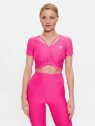 Guess Bluzka Delma V3GP09 KBOA2 Różowy Regular Fit. Czerwone bluzki damskie Guess, s, z aplikacjami, z syntetyku, bez ramiączek. Za 269.99 zł.