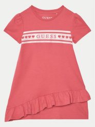 Guess Sukienka codzienna K5RK04 KA6W4 Różowy Regular Fit. Czerwone sukienki dziewczęce Guess, z aplikacjami, z bawełny, bez ramiączek. Za 89.99 zł.